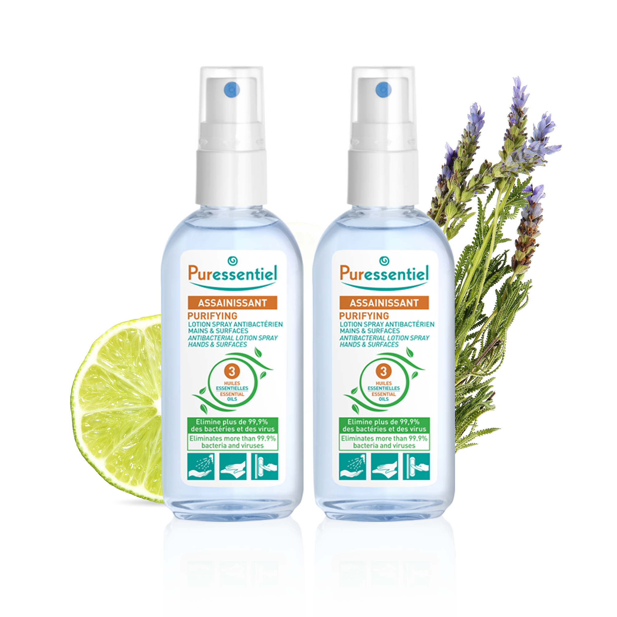 Duo Lotion Spray Antibactérien Assainissant 80 ml